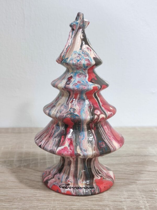 Albero di Natale Colato in Ceramica Artigianale decorato a Mano - 16 cm - Multicolor (2)