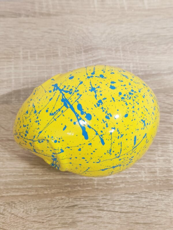 Elefantino con Proboscide Giù in Ceramica Siciliana Artigianale - Pittura a Freddo - 12 cm - Giallo e Azzurro (4)